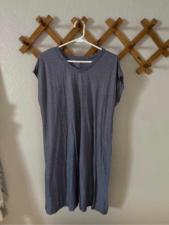 Dresses & Skirts - Casual Short Sleeve Midi Dress - Heather Blue